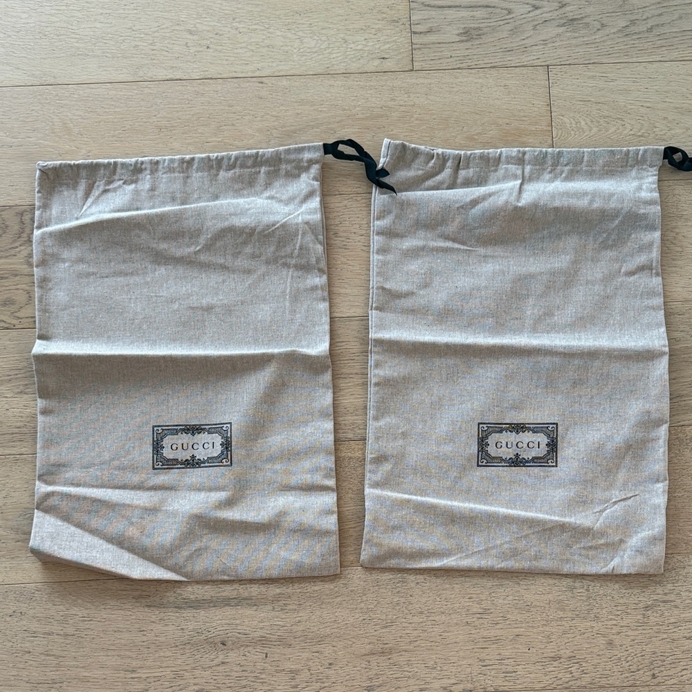Gucci Tan Dust Bags with Black Drawstrings